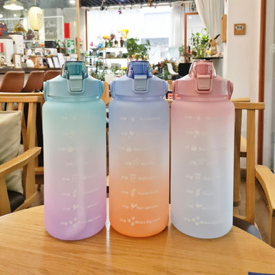 2000ml グラディアント カラー スペース カップ タイム スケール付き アクセス ウォーター ボトル 大人向け
