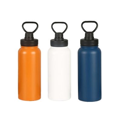 ストレートポータブル ステンレス スタール 吸気 隔離 スポーツ ボトル 1000 ml ハンドル付き