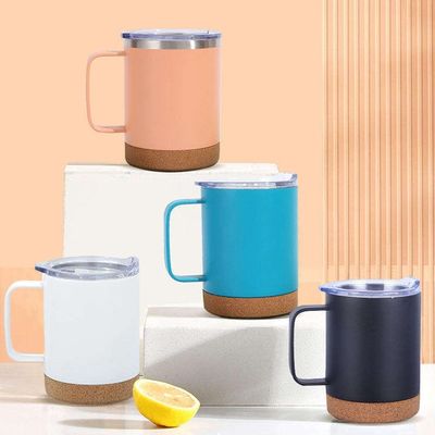 スタイリッシュなステンレス鋼 オフィスコーヒーカップ 12oz/16oz コーク底とHANDGRIP