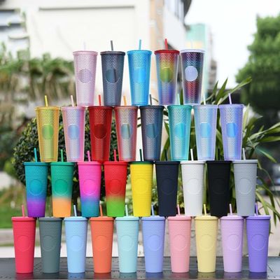 カントリーデザインスタイル 24オンス ダイヤモンドで詰められた タンブラー 壁が2つある 輝く水瓶