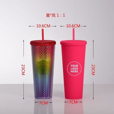 カントリーデザインスタイル 24オンス ダイヤモンドで詰められた タンブラー 壁が2つある 輝く水瓶
