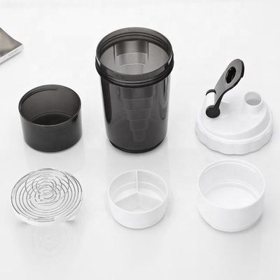 500ml 3層プラスチックジム フィットネス プロテインシェイカー 屋外スポーツ用水瓶