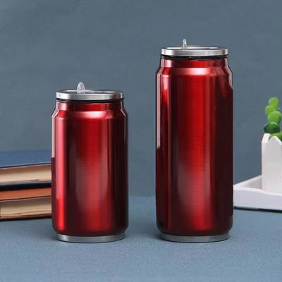二重壁ステンレス鋼コーラボトル フリップストロー蓋付きの真空サーモス缶