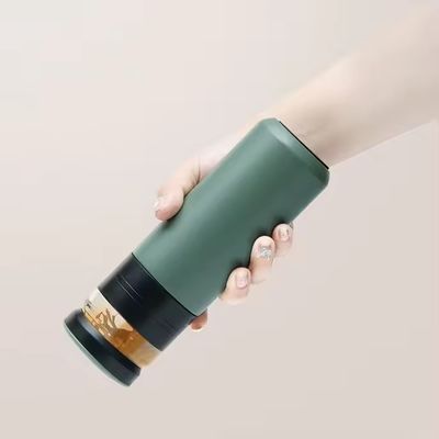 500ml 分離フィルター ステンレス鋼 真空ガラスボトル 隔離型ポータブルティーカップ