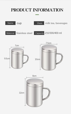 カスタマイズ可能な304ステンレスステール水瓶 ハンドルと蓋付き 210ml/300ml/400ml 直