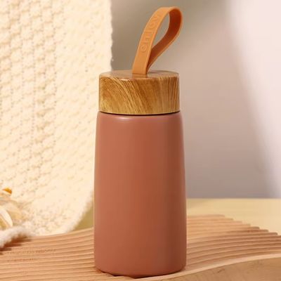 真空 304 ステンレス 断熱水瓶 280ML 携帯 クリエイティブな 木の穀物