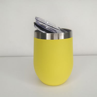 パーソナライズド 12oz ステンレス鋼コーヒーカップ PP食品グレード蓋付き卵形タンブラー