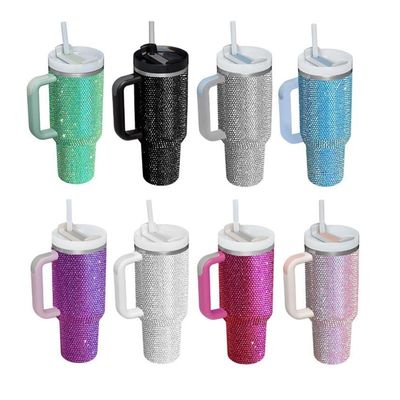 カスタマイズ可能な再利用可能な冷たい色 300ml/400ml ダブルウォールカップとダイヤモンドで詰められた蓋