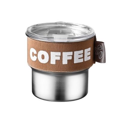 高外観 304ステンレス 蓋付き ポータブルでコンパクトなコーヒーカップ