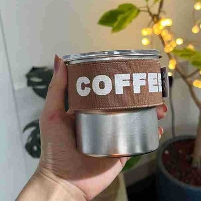 高外観 304ステンレス 蓋付き ポータブルでコンパクトなコーヒーカップ