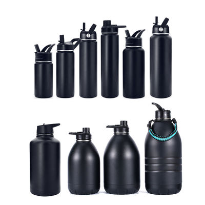 蓋付き隔熱瓶 18/8 ステンレス スポーツ ストレート 黒色 飲み物 ボトル 550ml