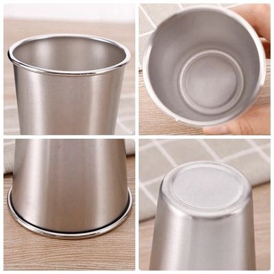170ML 330ML 500ML ステンレス鋼 ビールカップ 皮ケース付き ポータブルキャンプ用水カップ