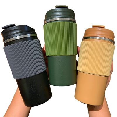 オフィスカップ 450ml ダブルウォールステンレス 旅行コーヒーカップ シリコンケース