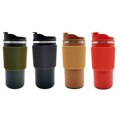 オフィスカップ 450ml ダブルウォールステンレス 旅行コーヒーカップ シリコンケース