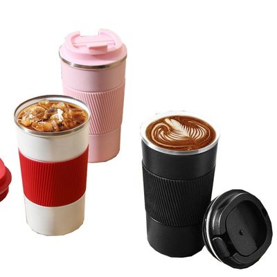 304 ステンレス コーヒー カップ 380ml 510ml 滑らない シリコン リサイクル 再利用可能なコーヒー カップ