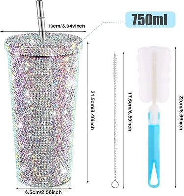 500ml ダブルウォール 断熱 ダイヤモンド ストーン トンブル ストロー 付属品