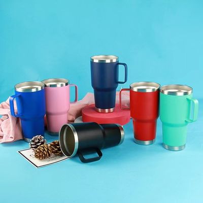 30オンス トンブラー ハンドル付き ダブルウォール 真空隔離旅行カップ 備蓄と耐久性