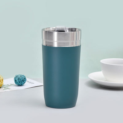 16オンス ダブルウォールステンレス プラスチック蓋ロゴをカスタマイズしたコーヒーカップ